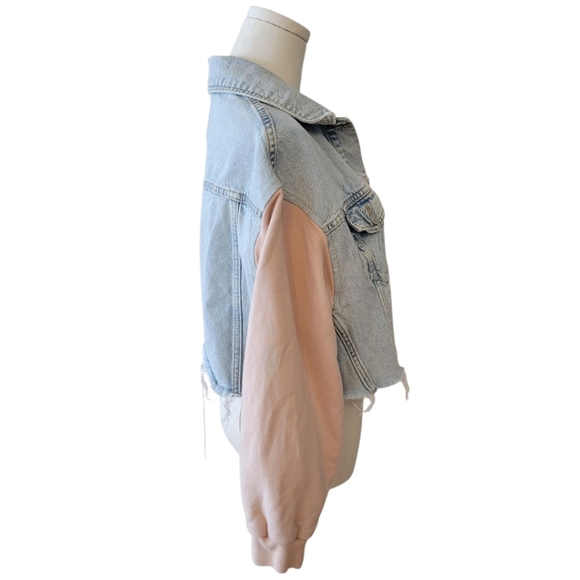 All Saints Anders Denim & Fleece Cropped Jacket Size XS-S - Picture 3 of 5